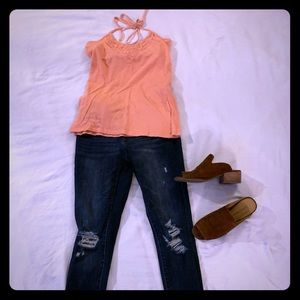 Aeropostale peach halter top w/embroidered front